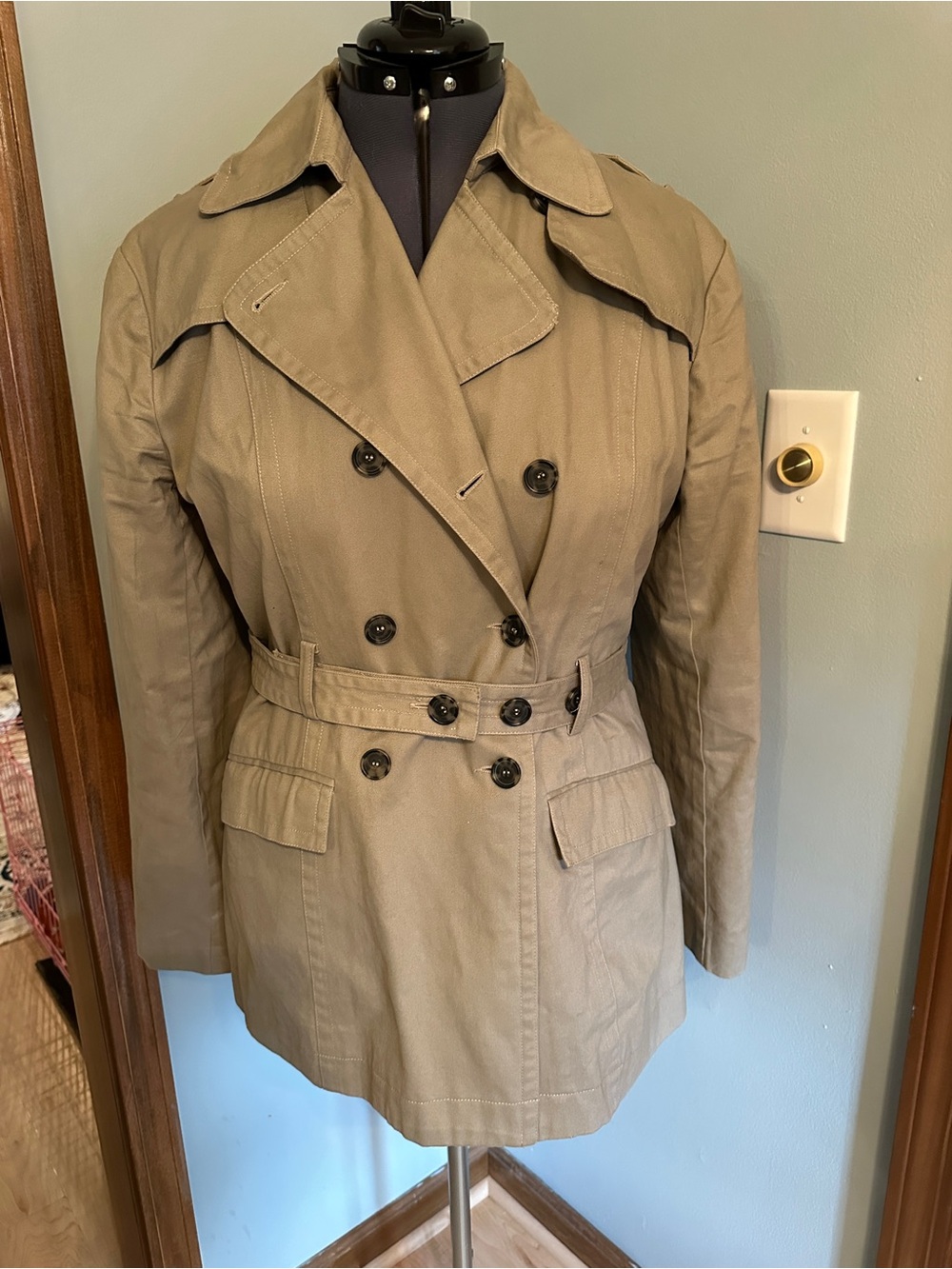Steve & Barry's Women's Khaki Double-Breasted Trench Coat